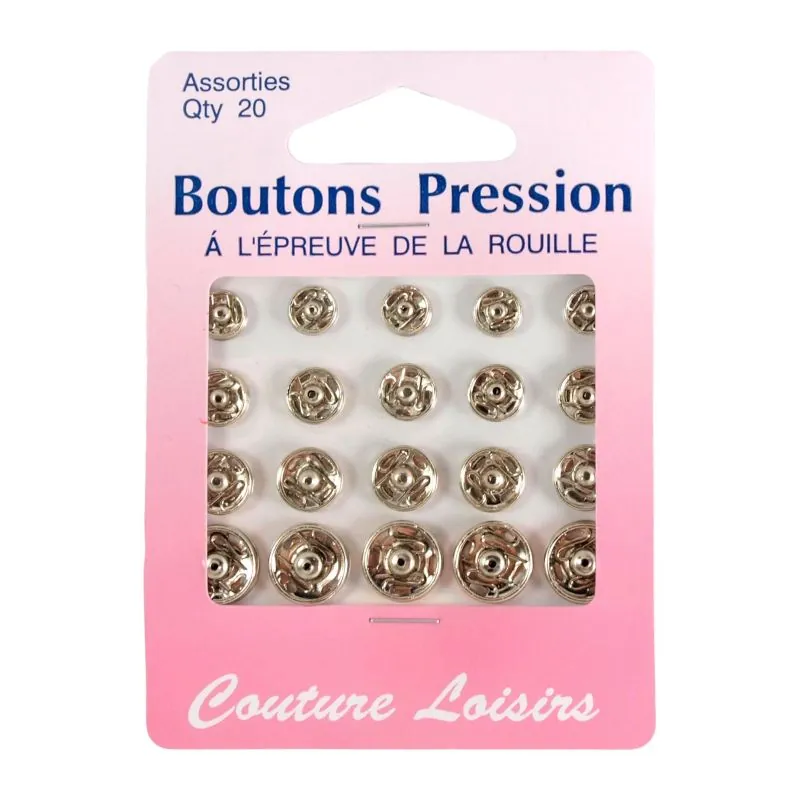 Boutons pression assorties nickelés X20