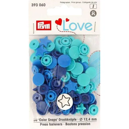 Boutons pression Prym love étoile multi-couleur bleu