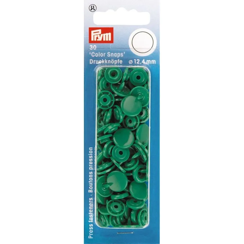 Boutons pression color snaps vert herbe 12,4 mm