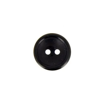 bouton noir 2 trous cuvette nacre - 15 mm x30