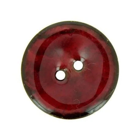 bouton 2 trous laqué rouge bismarck - x10 - 30 mm