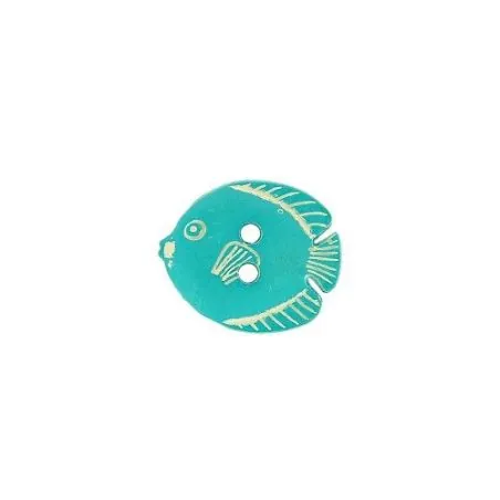 Tube 30 boutons 14 mm enfant poisson turquoise