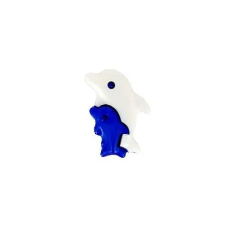 Tube 30 boutons 18 mm enfant dauphin blanc bleu