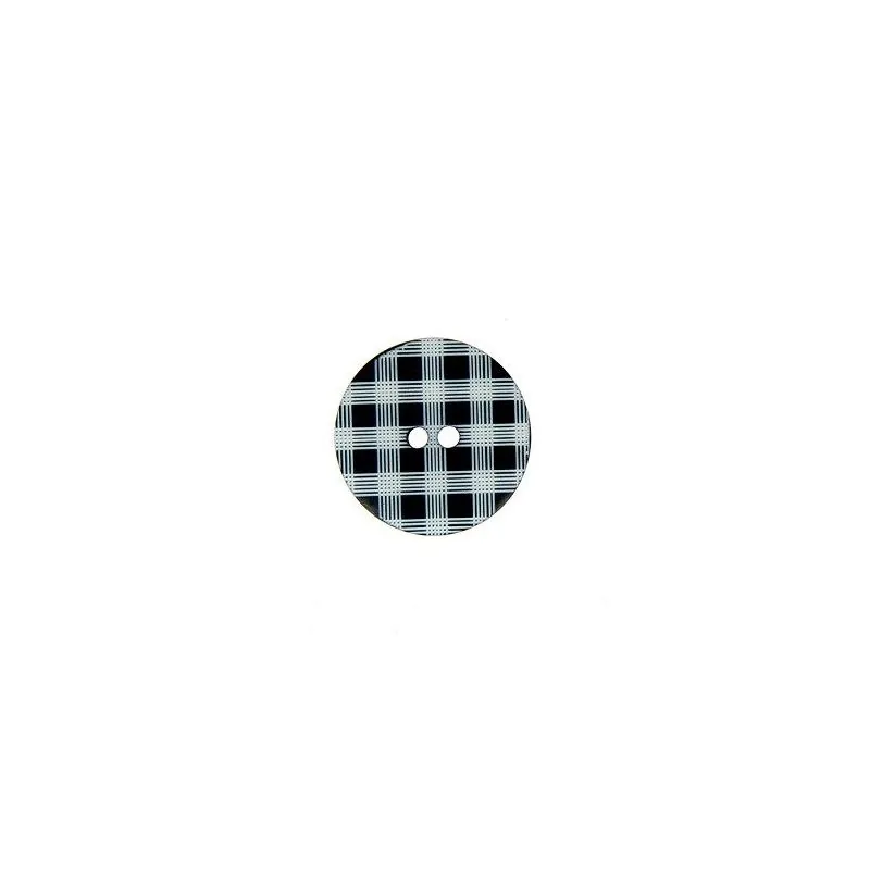 Bouton 2 trous noir pion façon vichy - x30 - 15 mm