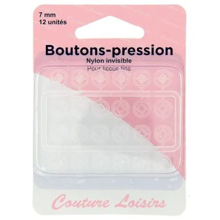 Boutons pression 7 mm nylon invisible X12