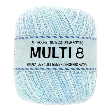 Pelotes fil crochet bleu x6 - 100gr  multicolor - 100% Coton