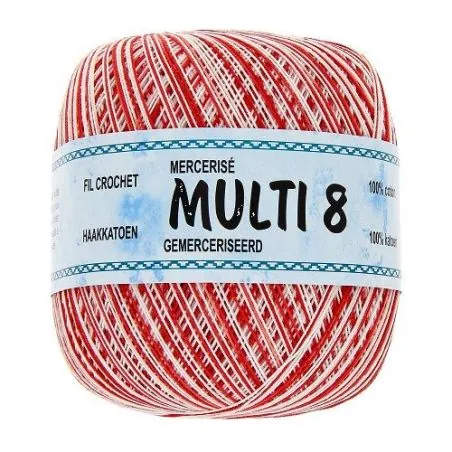 Pelotes fil crochet rouge et blanc x6 - 100gr  multicolor - 100% Coton