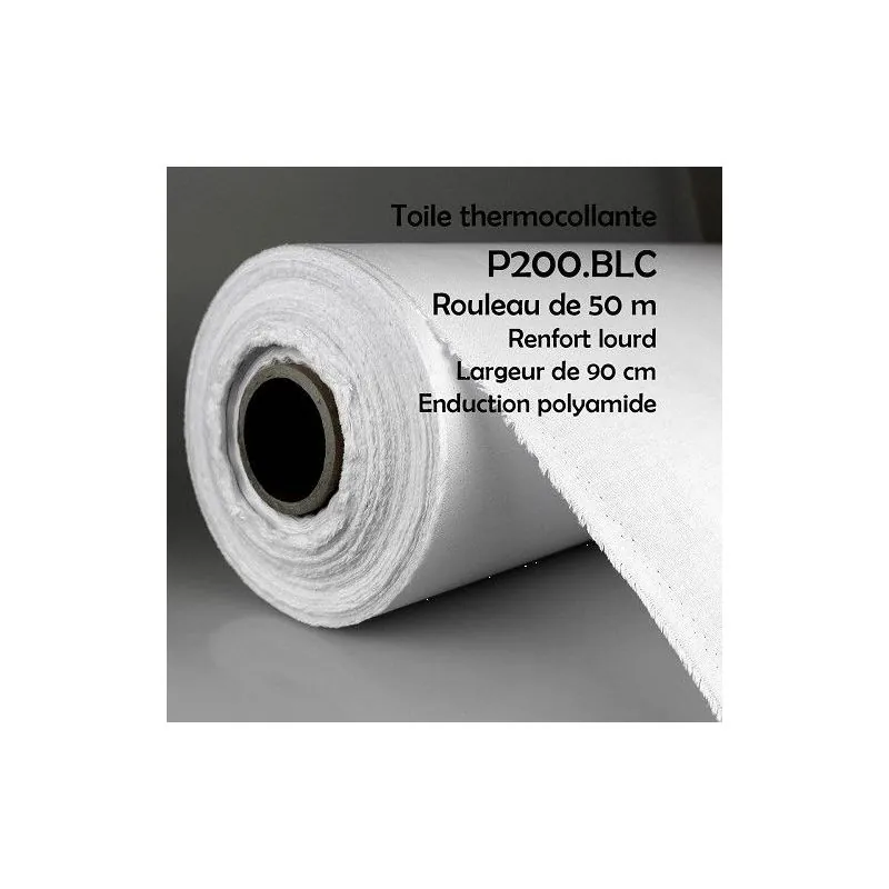 Rouleau tissus blanc 50 m renfort thermocollante lourde larg.90
