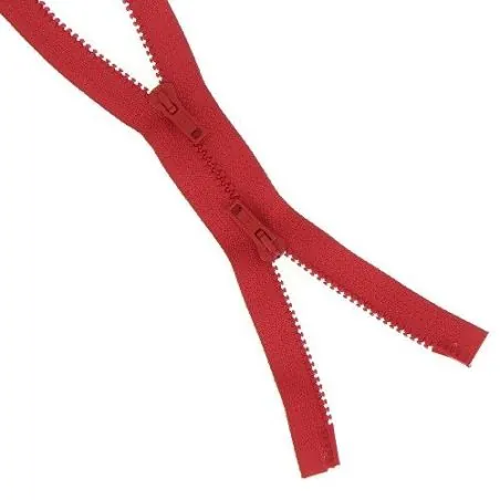 Separable red edge-to-edge zipper - 60 cm