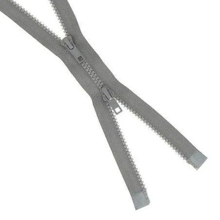 Separable grey edge to edge zipper - 85 cm