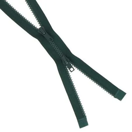 Separable edge-to-edge bottle green zipper - 90 cm
