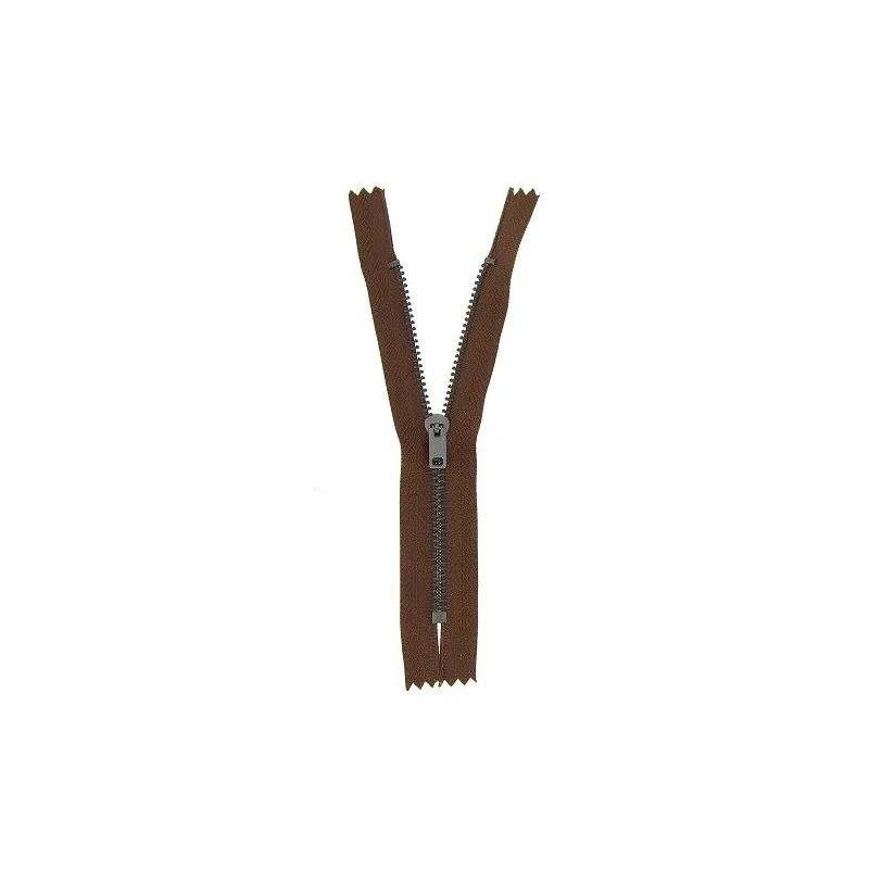 Fermeture éclair marron chêne pantalon non séparable - 18 cm