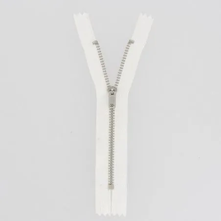 White non-separable zipper for pants - 20 cm