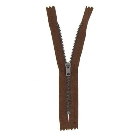 Brown non-separable zipper for pants - 20 cm