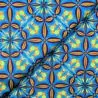 Tissu coton bleu azur imprimés géométriques
