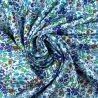 Tissu popeline de coton bleu ciel imprimés fleuris