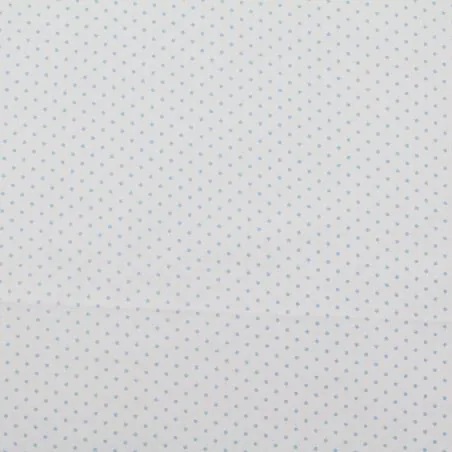 Tissu coton blanc imprimé pois bleu
