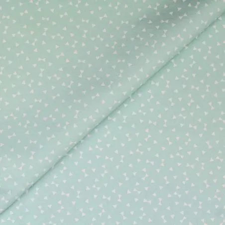 Tissu coton vert d'eau imprimé géométrique