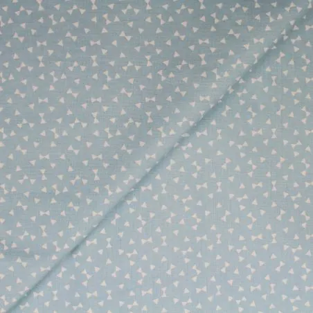 Tissu coton bleu ciel imprimé géométrique