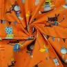 Tissu coton orange imprimé fête animaux
