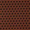 Tissu coton orange imprimé géométrique étoiles noir