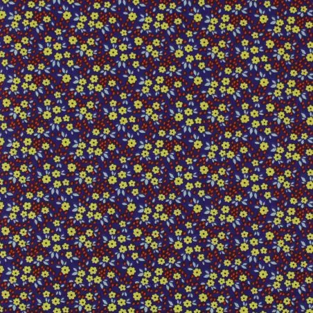 Tissu coton violet imprimé fleuri