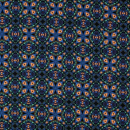 Tissu coton bleu nuit imprimé géométrique