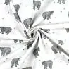 Tissu coton blanc imprimé ours