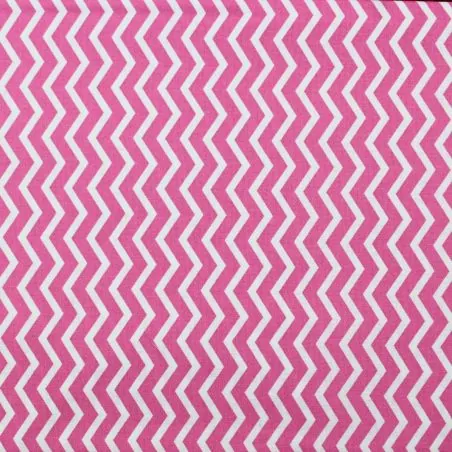 Tissu coton blanc imprimé géométrique rose