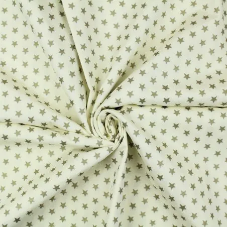 Tissu coton écru imprimé géométrique étoiles doré