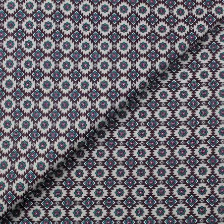 Tissu coton taupe imprimé géométrique