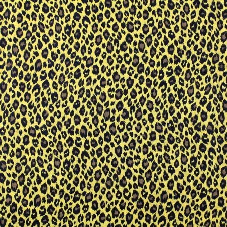 Tissu coton noir imprimé léopard