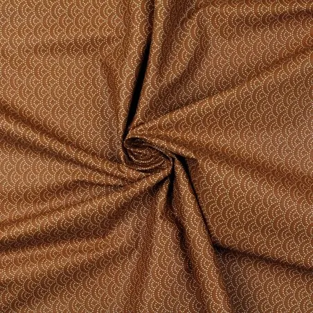 Tissu coton brique imprimé géométrique