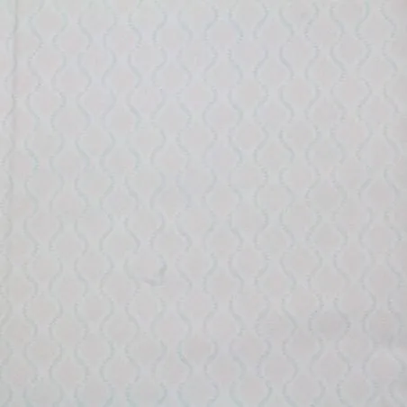 Tissu coton blanc imprimé géométrique rose et gris
