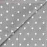 Tissu coton gris imprimé pois blanc