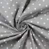 Tissu coton gris imprimé pois blanc