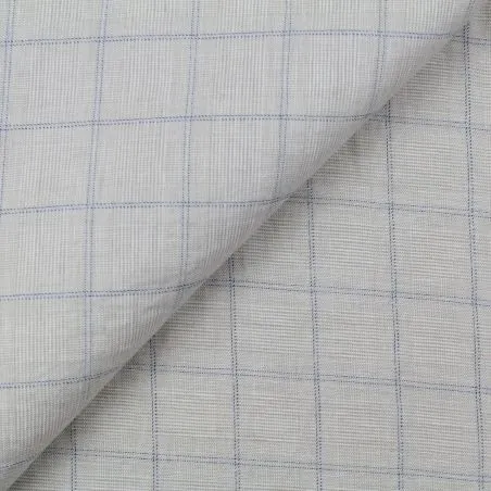 Tissu coton gris imprimé à carreaux