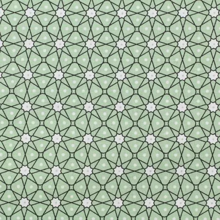 Tissu coton vert clair imprimé géométrique