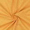 Tissu popeline de coton orange imprimé fleuri blanc