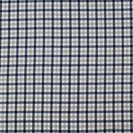 Tissu écossais blanc, gris et bleu marine