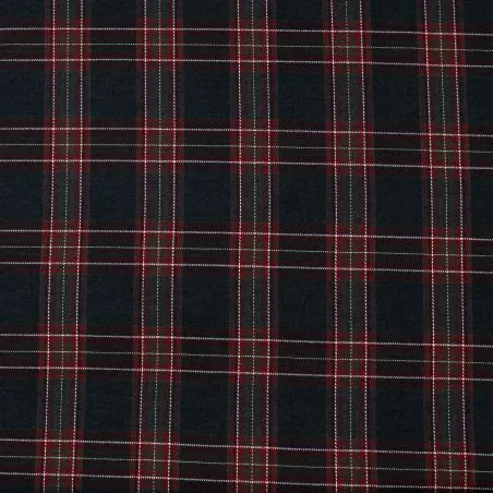Tissu écossais noir charbon, rouge et blanc