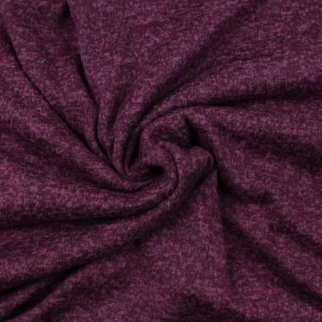Tissu jersey coton chiné prune