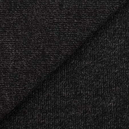 Tissu jersey coton côtelé gris granite