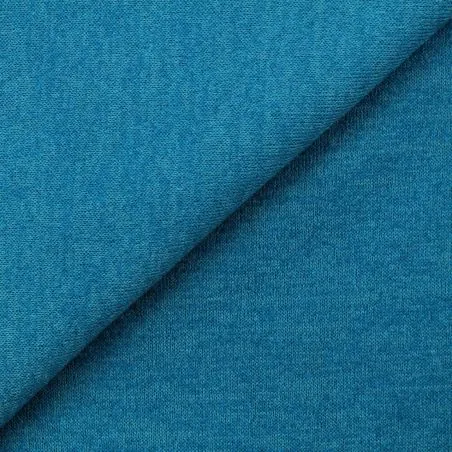 Tissu jersey coton côtelé turquoise