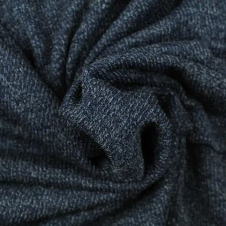 Tissu jersey coton côtelé indigo
