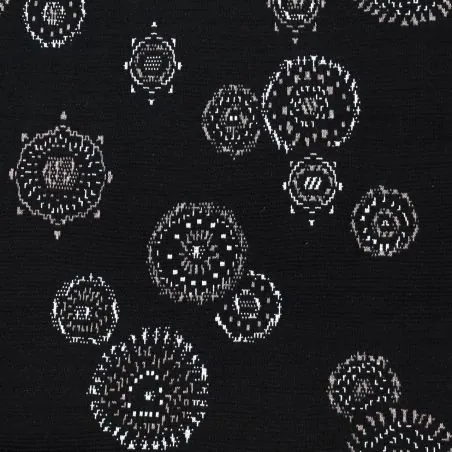 Tissus jersey noir imprimé géométrique rond
