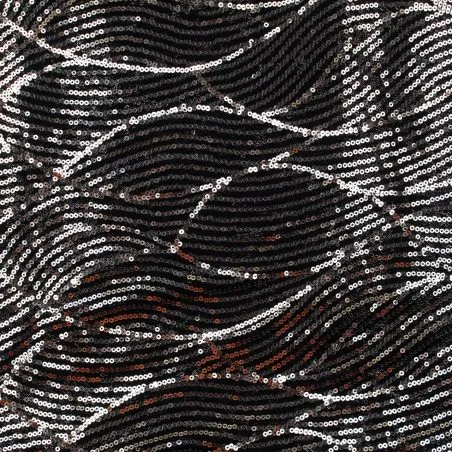 Tissus couture noir paillette or