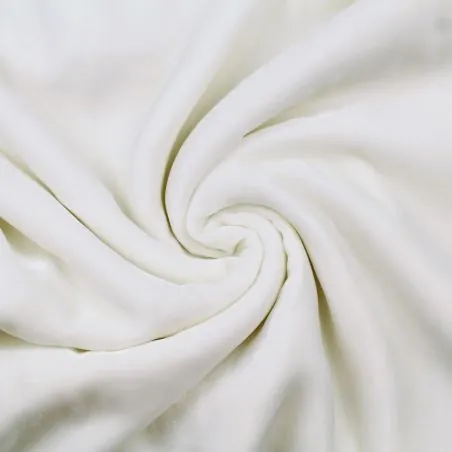 Tissu velours de soie blanc cassé