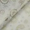 Tissu brocart beige motif cachemire or