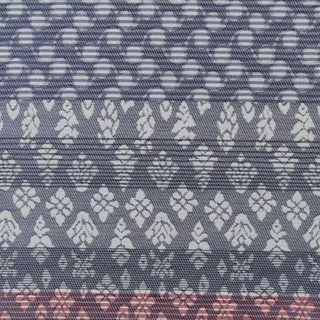 Tissus couture polyester rayure bleu imprimé géométrique